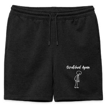 Scratched Again Humour Drôle | Design Minimaliste - Short de survêtement homme premium - noir - Devant - AI Model Male 178 light (178cm)
