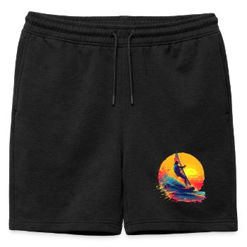 Planche à voile à l’ancienne - Short de survêtement homme premium - noir - Devant - AI Model Male 178 light (178cm)