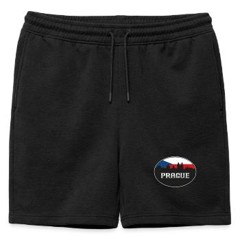 Prague Tchéquie Skyline Silhouette Drapeau tchèque - Short de survêtement homme premium - noir - Devant - AI Model Male 178 light (178cm)