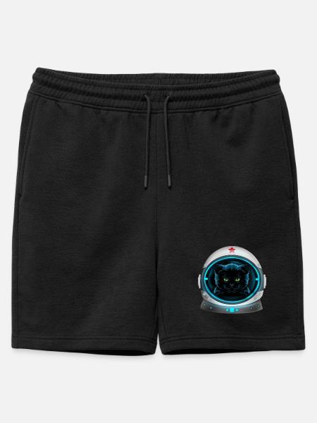 angry space cat astronaut - Mens' Premium Organic Sweatshorts - black
