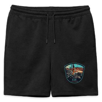 Illustration originale village d'Èze, Côte d'Azur - Short de survêtement homme premium - noir - Devant - AI Model Male 178 light (178cm)