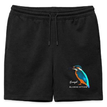 Kingfisher, nom scientifique / allemand - Short de survêtement homme premium - noir - Devant - AI Model Male 178 light (178cm)