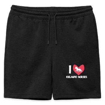 J’aime les chevaux Chevaux islandais Déclaration coeur - Short de survêtement homme premium - noir - Devant - AI Model Male 178 light (178cm)