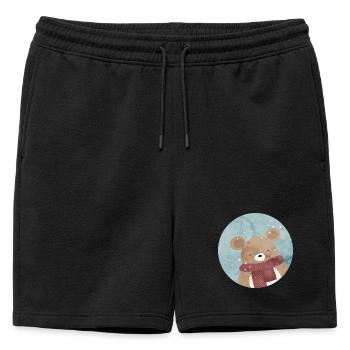 Ours doré sucré en hiver quand il neige - Short de survêtement homme premium - noir - Devant - AI Model Male 178 light (178cm)