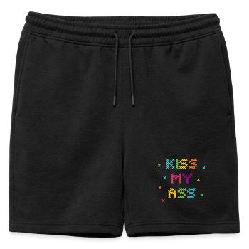 Rainbow Cross Stitch Word Art Design - Mens' Premium Organic Sweatshorts - black - Front - AI Model Male 178 light (178cm)