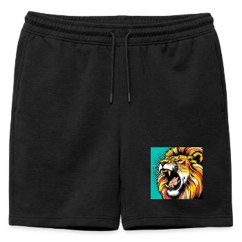 Lion Pop Art - Short de survêtement homme premium - noir - Devant - AI Model Male 178 light (178cm)