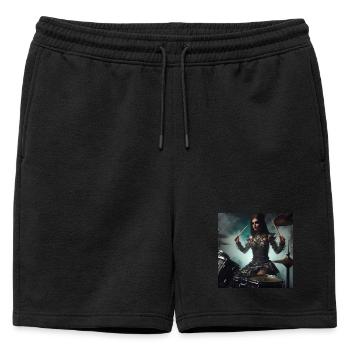 Female Drummer - Mens' Premium Organic Sweatshorts - black - Front - AI Model Male 178 light (178cm)