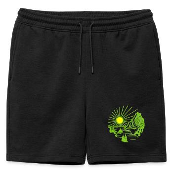 Paysage de vacances (vert) - Short de survêtement homme premium - noir - Devant - AI Model Male 178 light (178cm)
