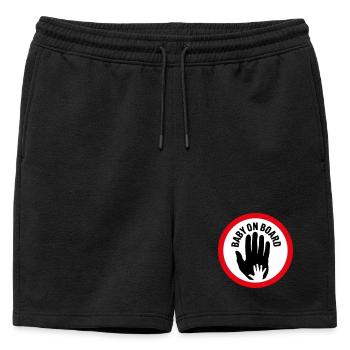 Bébé à bord main dans la main - Short de survêtement homme premium - noir - Devant - AI Model Male 178 light (178cm)