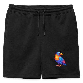 Crow coloré Kawaii dessin animé Personnage Clipart - Short de survêtement homme premium - noir - Devant - AI Model Male 178 light (178cm)