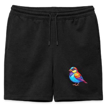 Moineau coloré Kawaii Dessin animé Personnage Clipart - Short de survêtement homme premium - noir - Devant - AI Model Male 178 light (178cm)