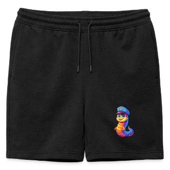 Ver marin Coloré Kawaii Dessin animé Animal marin - Short de survêtement homme premium - noir - Devant - AI Model Male 178 light (178cm)