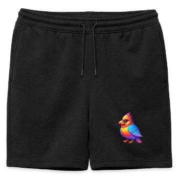 Cardinal coloré Kawaii dessin animé Personnage Oiseau - Short de survêtement homme premium - noir - Devant - AI Model Male 178 light (178cm)