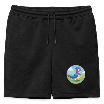 Geai oiseau mignon kawaii dessin animé Clipart animal de compagnie - Short de survêtement homme premium - noir - Devant - AI Model Male 178 light (178cm)