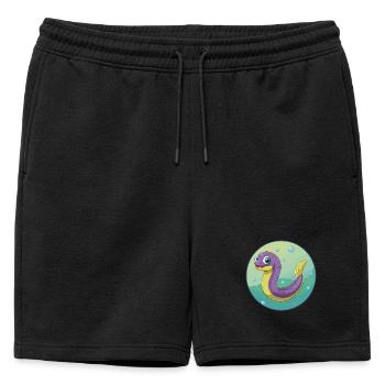 Anguille mignon kawaii dessin animé Clipart animal de compagnie - Short de survêtement homme premium - noir - Devant - AI Model Male 178 light (178cm)