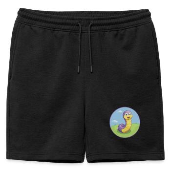 Ver de terre mignon Kawaii dessin animé Clipart Animal de compagnie - Short de survêtement homme premium - noir - Devant - AI Model Male 178 light (178cm)