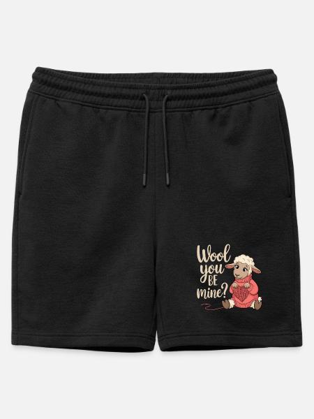 Wolliges Valentinsherz Schäfchen - Männer Premium Organic Sweatshorts - Schwarz