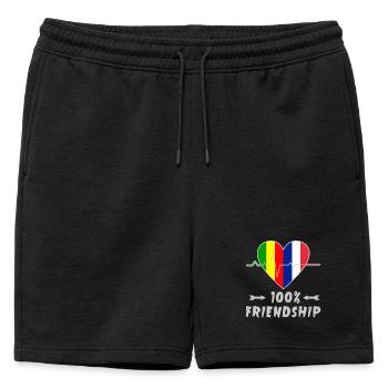 100 % amitié entre le Mali et la France - Short de survêtement homme premium - noir - Devant - AI Model Male 178 light (178cm)