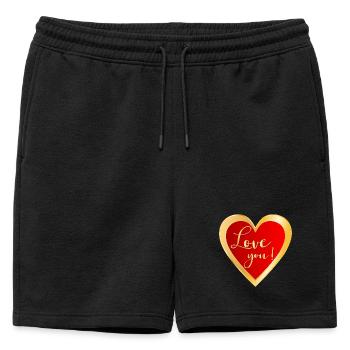 Je t’aime Cœur - Short de survêtement homme premium - noir - Devant - AI Model Male 178 light (178cm)