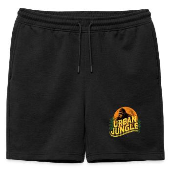 Urban Jungle Logo Couleur - Short de survêtement homme premium - noir - Devant - AI Model Male 178 light (178cm)