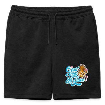 C'est trop la glace ! - Short de survêtement homme premium - noir - Devant - AI Model Male 178 light (178cm)