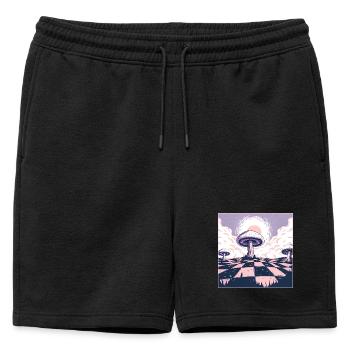 Dreamscape Mushroom Wonderland - Mens' Premium Organic Sweatshorts - black - Front - AI Model Male 178 light (178cm)