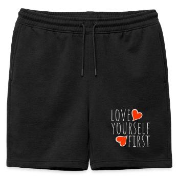 Love Yourself First Self-Love Self-Care - Mens' Premium Organic Sweatshorts - black - Front - AI Model Male 178 light (178cm)