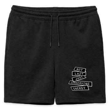 Pas paresseux, juste économiser de l’énergie, drôle de paresseux à dire - Short de survêtement homme premium - noir - Devant - AI Model Male 178 light (178cm)