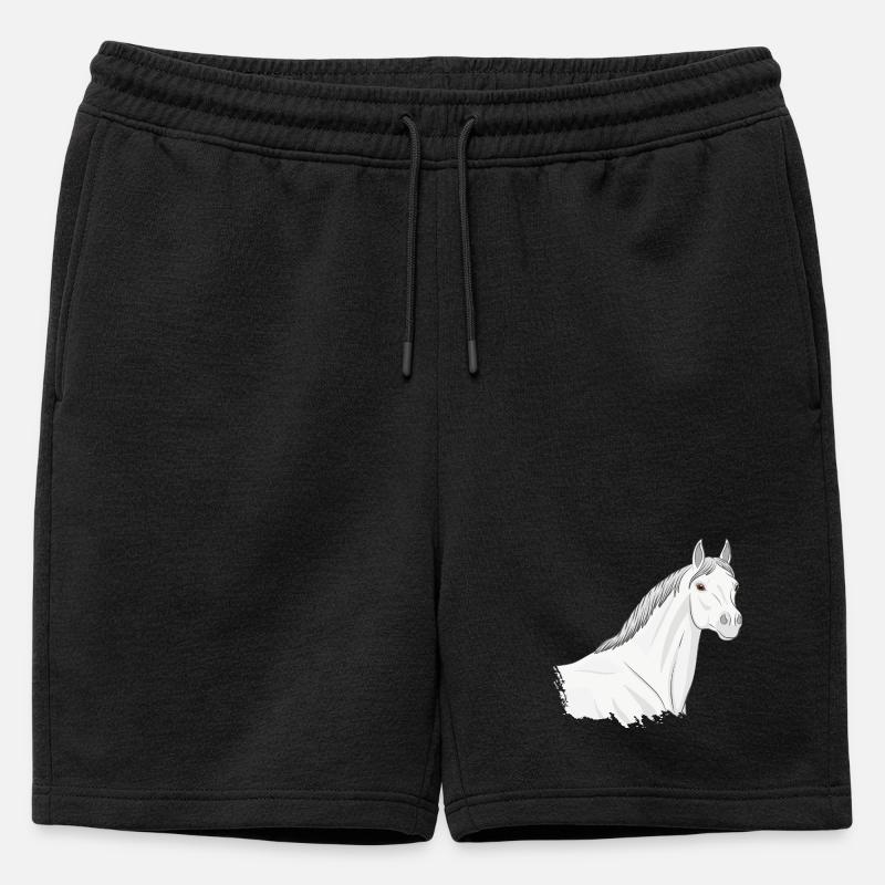 Der Kopf eines hellgrauen Abbayan-Pferdes - Männer Premium Organic Sweatshorts - Schwarz