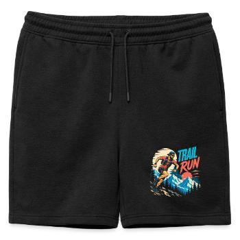 course sur sentier - Short de survêtement homme premium - noir - Devant - AI Model Male 178 light (178cm)