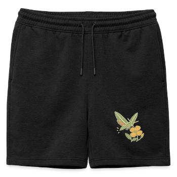 Liner Hawkmoth & Evening Primrose - Mens' Premium Organic Sweatshorts - black - Front - AI Model Male 178 light (178cm)