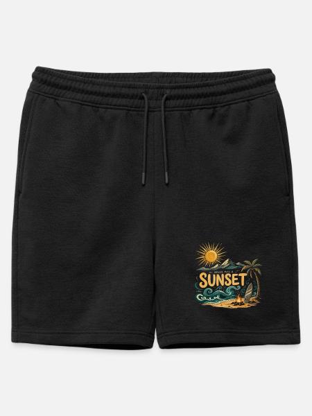 Sunset on the beach surf - Mens' Premium Organic Sweatshorts - black