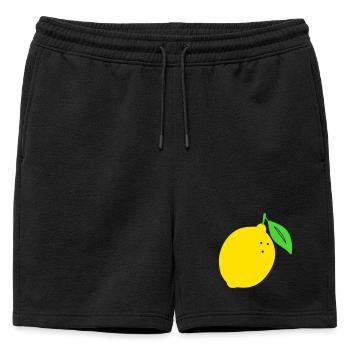 Lemon Flat Print Design - Mens' Premium Organic Sweatshorts - black - Front - AI Model Male 178 light (178cm)