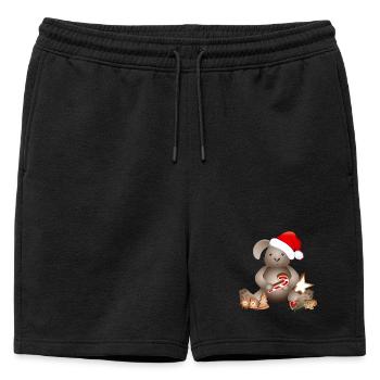 golden for Christmas with Christmas hat - Mens' Premium Organic Sweatshorts - black - Front - AI Model Male 178 light (178cm)
