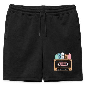 Cassette Music 90s 1990s Used Look Classic Logo - Mens' Premium Organic Sweatshorts - black - Front - AI Model Male 178 light (178cm)