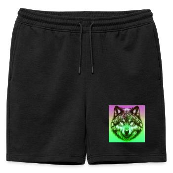 Wolf - Mens' Premium Organic Sweatshorts - black - Front - AI Model Male 178 light (178cm)