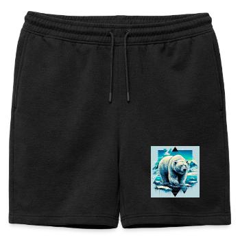 ours blanc - Short de survêtement homme premium - noir - Devant - AI Model Male 178 light (178cm)