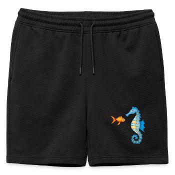 cute comic goldfish and seahorses - Mens' Premium Organic Sweatshorts - black - Front - AI Model Male 178 light (178cm)