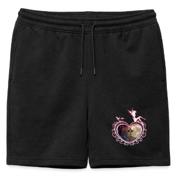 Mignonne petite sorcière volant avec un balai - Short de survêtement homme premium - noir - Devant - AI Model Male 178 light (178cm)