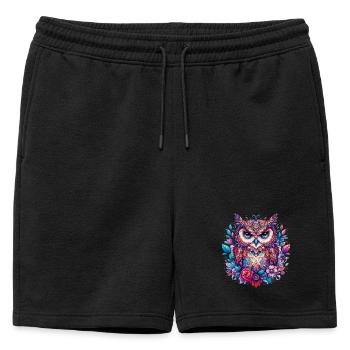 Hibou - Short de survêtement homme premium - noir - Devant - AI Model Male 178 light (178cm)