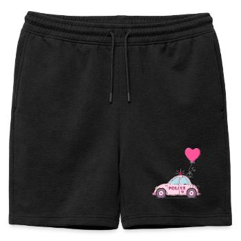 Coeur de police rose - Short de survêtement homme premium - noir - Devant - AI Model Male 178 light (178cm)