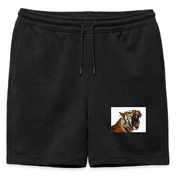 Estampe artistique Tiger Roar - Short de survêtement homme premium - noir - Devant - AI Model Male 178 light (178cm)