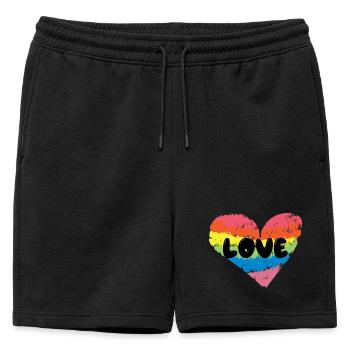 Cœur LGBT Amour Arc-en-ciel Droits Homosexuels - Short de survêtement homme premium - noir - Devant - AI Model Male 178 light (178cm)