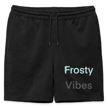 Frosty Vibes - Mens' Premium Organic Sweatshorts - black - Front - AI Model Male 178 light (178cm)