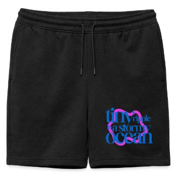 Une petite ondulation dans un océan orageux (fond rose) - Short de survêtement homme premium - noir - Devant - AI Model Male 178 light (178cm)