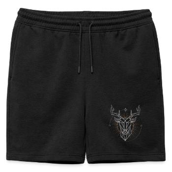 Mandala de Cerf Géométrique avec Auréole Radiante - Short de survêtement homme premium - noir - Devant - AI Model Male 178 light (178cm)