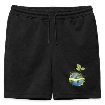 La graine dans la terre se déploie avec une bannière - Short de survêtement homme premium - noir - Devant - AI Model Male 178 light (178cm)