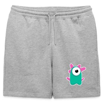 Niedlicher türkisfarbener Zyklop | Lustiges pinkes Monster - Männer Premium Organic Sweatshorts - Grau meliert - Vorne - AI Model Male 178 light (178cm)