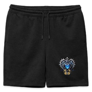 Magnifique coeur gothique noble aux couleurs bleues - Short de survêtement homme premium - noir - Devant - AI Model Male 178 light (178cm)