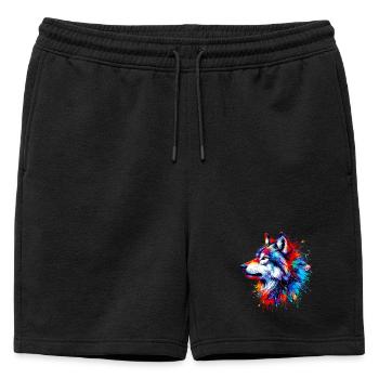 Loup - Short de survêtement homme premium - noir - Devant - AI Model Male 178 light (178cm)